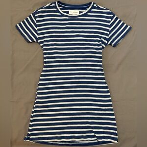 Free Assembly Navy and White Striped Midi Dress